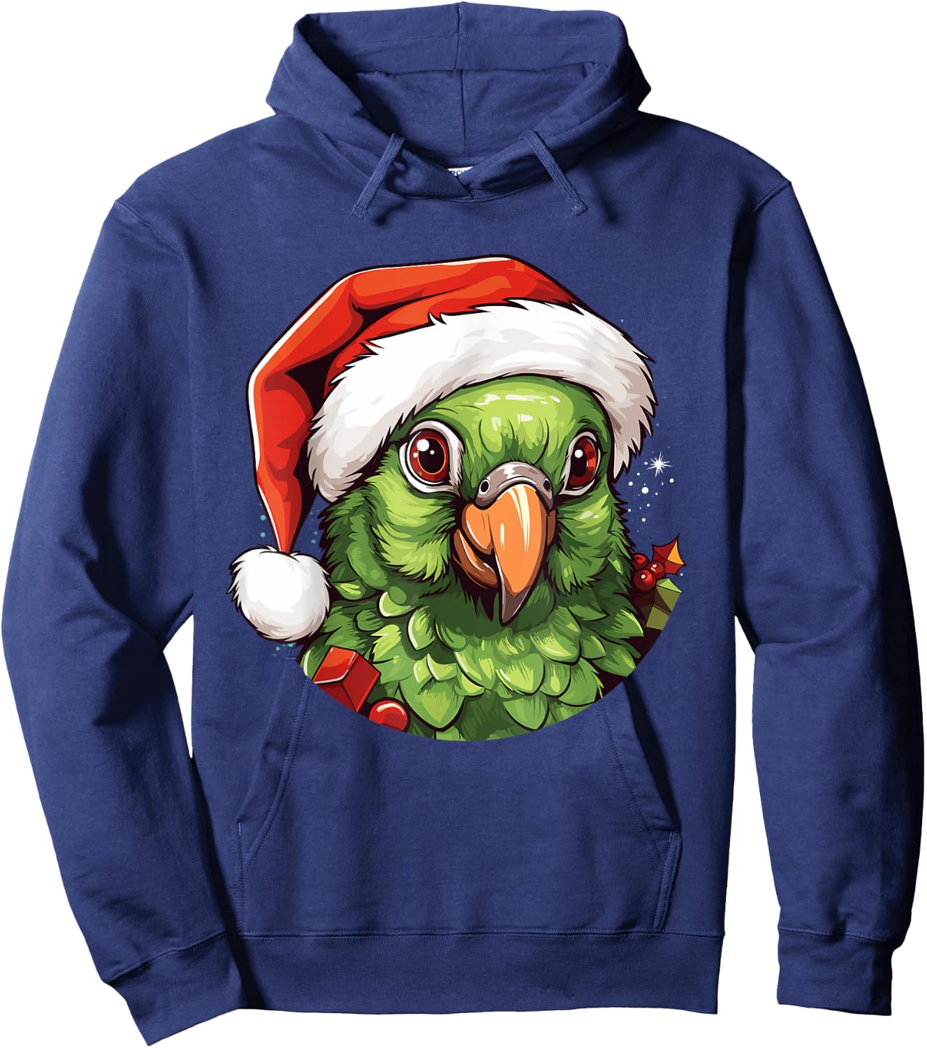 Funny Green Cheek Conure Santa Hat Christmas Parrot Bird Hoodie - Hoodie | Navy