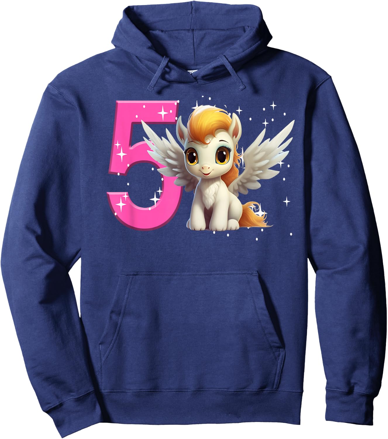 5th Birthday Girl Pegasus Birthday Shirt Party Pegasus Five Hoodie - Hoodie | Navy