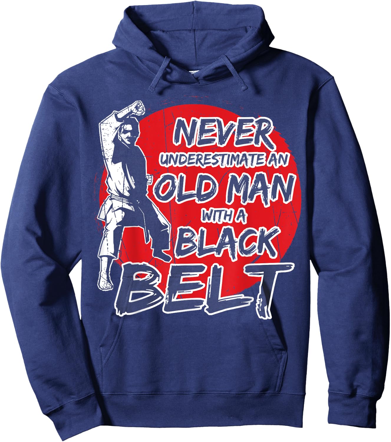 Karate Old Man With a Black Belt Hoodie - Hoodie | Navy