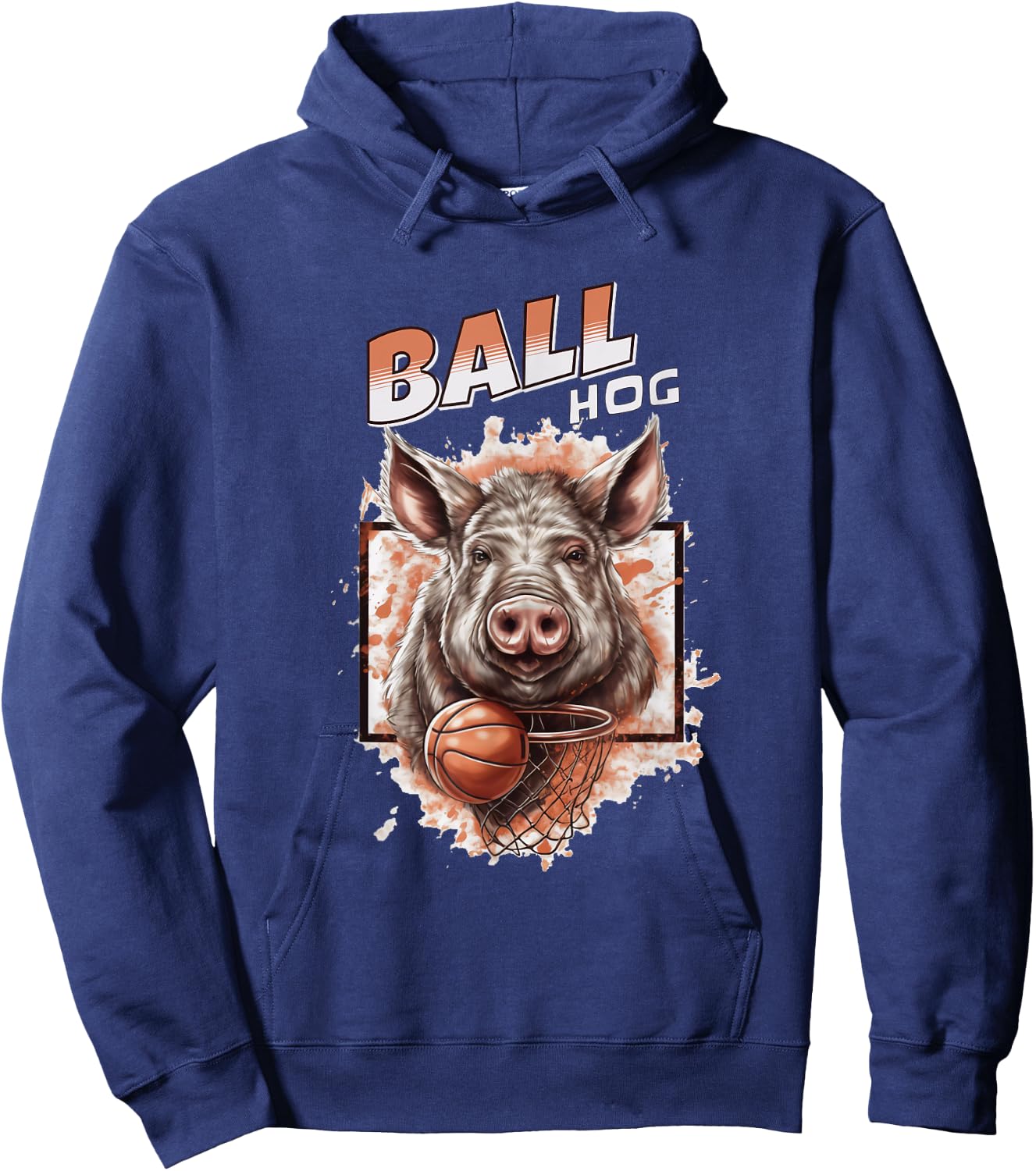 Funny Basketball Pig Ball Hog Gift Baller Player Athlete Hoodie - Hoodie | Navy
