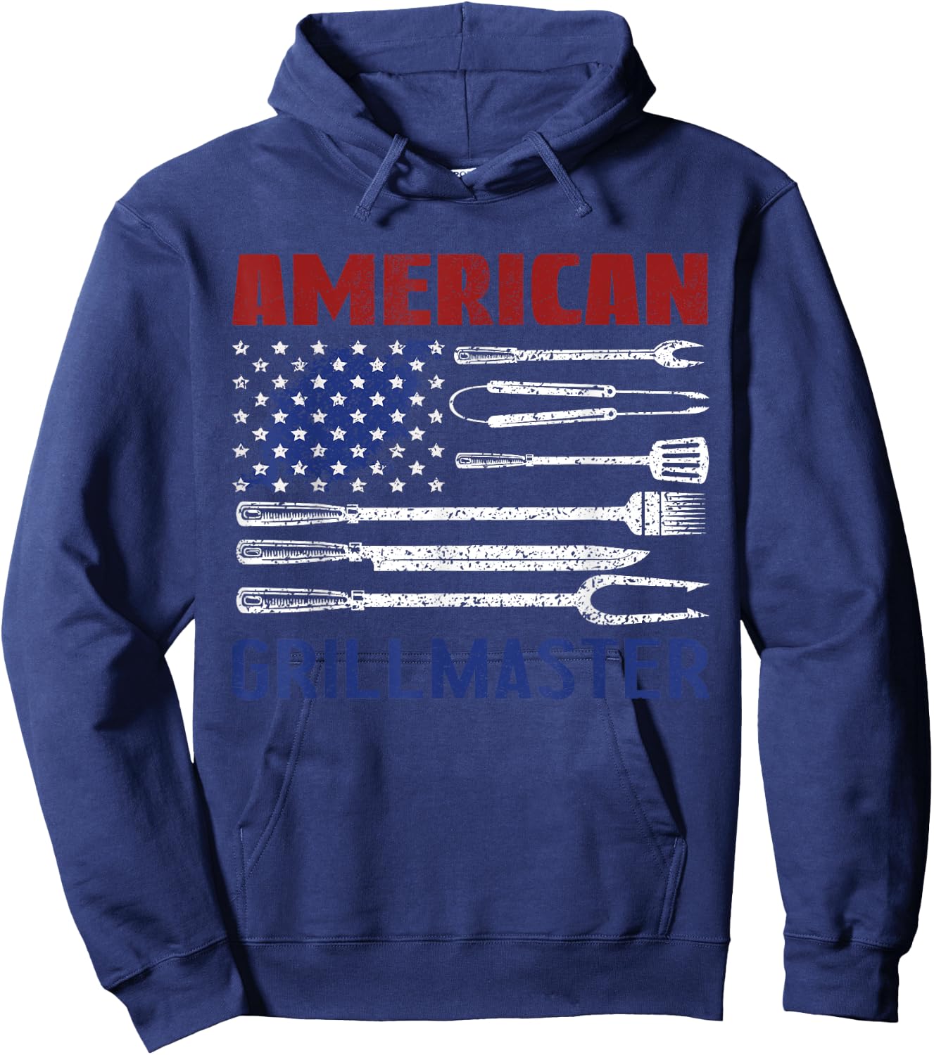 Patriotic American Flag Grill Barbeque Master Kids Men Hoodie - Hoodie | Navy