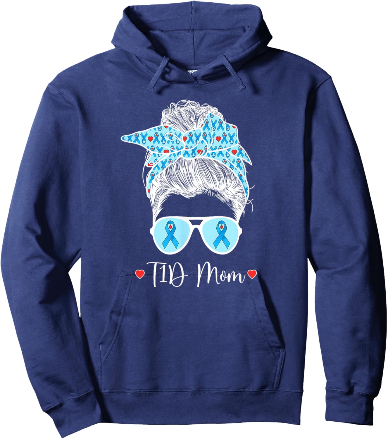 T1D Mom Diabetes Warrior Mother Type 1 Diabetic Warrior Hoodie - Hoodie | Navy