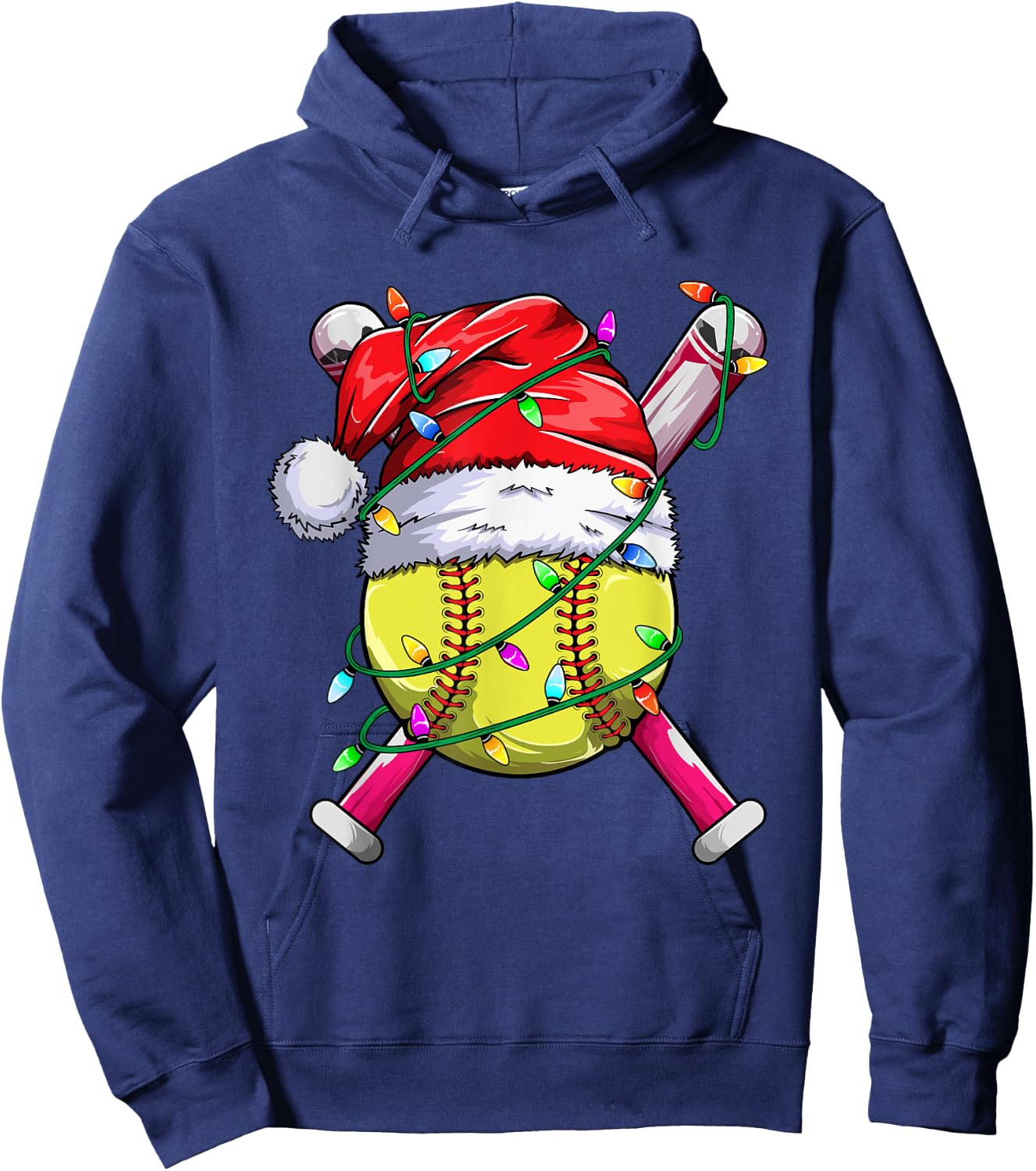 Santa Sports Design- Women Girls Christmas Softball Player Hoodie - Hoodie | Navy