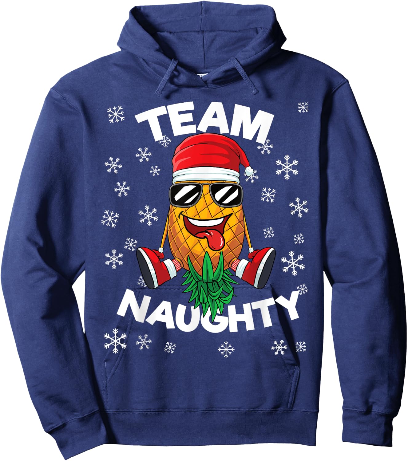 Christmas Upside Down Pineapple Team Naughty Santa Swinger Hoodie - Hoodie | Navy