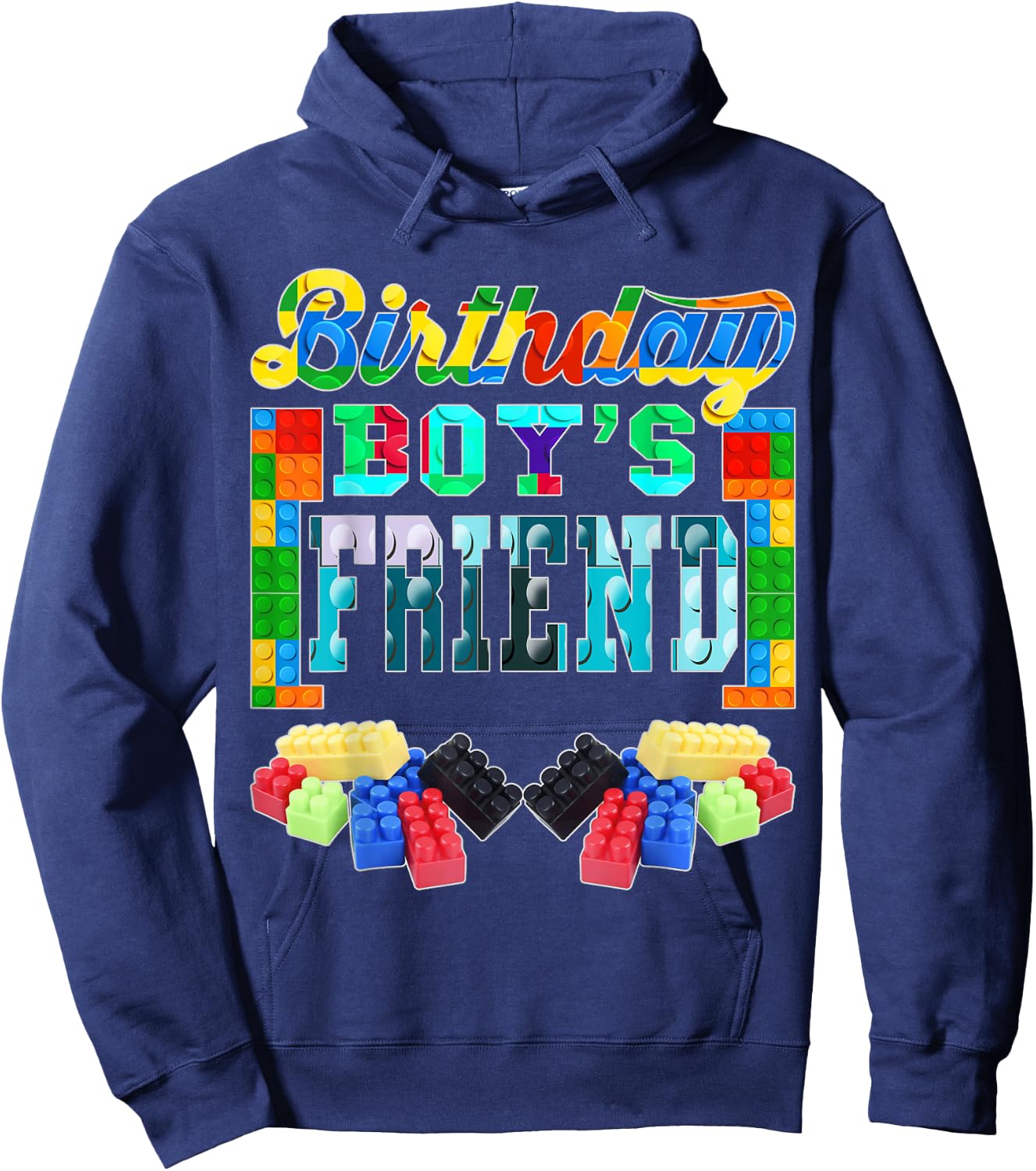 Building Brick Blocks Friend Of Birthday Boy B-day Builder Hoodie - Hoodie | Navy