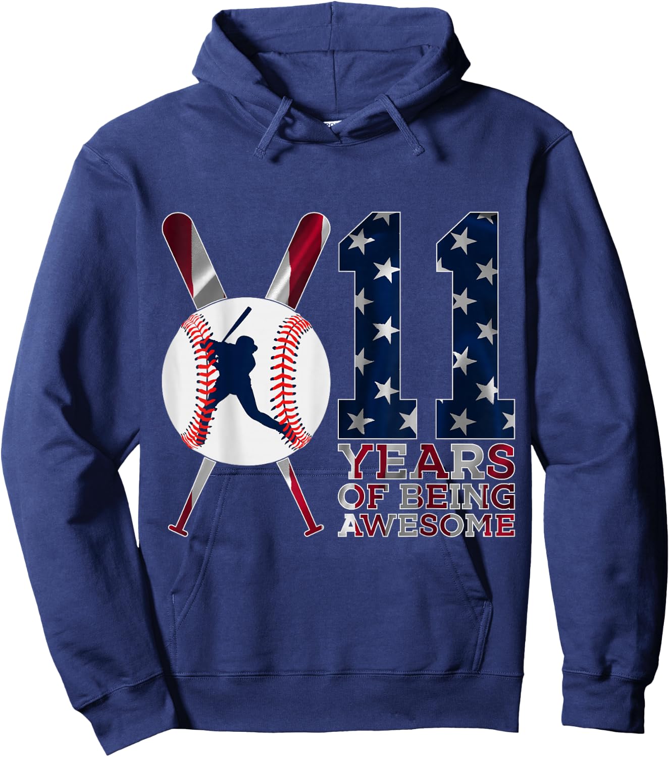 11 Years of Being Awesome Baseball 11th Birthday Hoodie - Hoodie | Navy