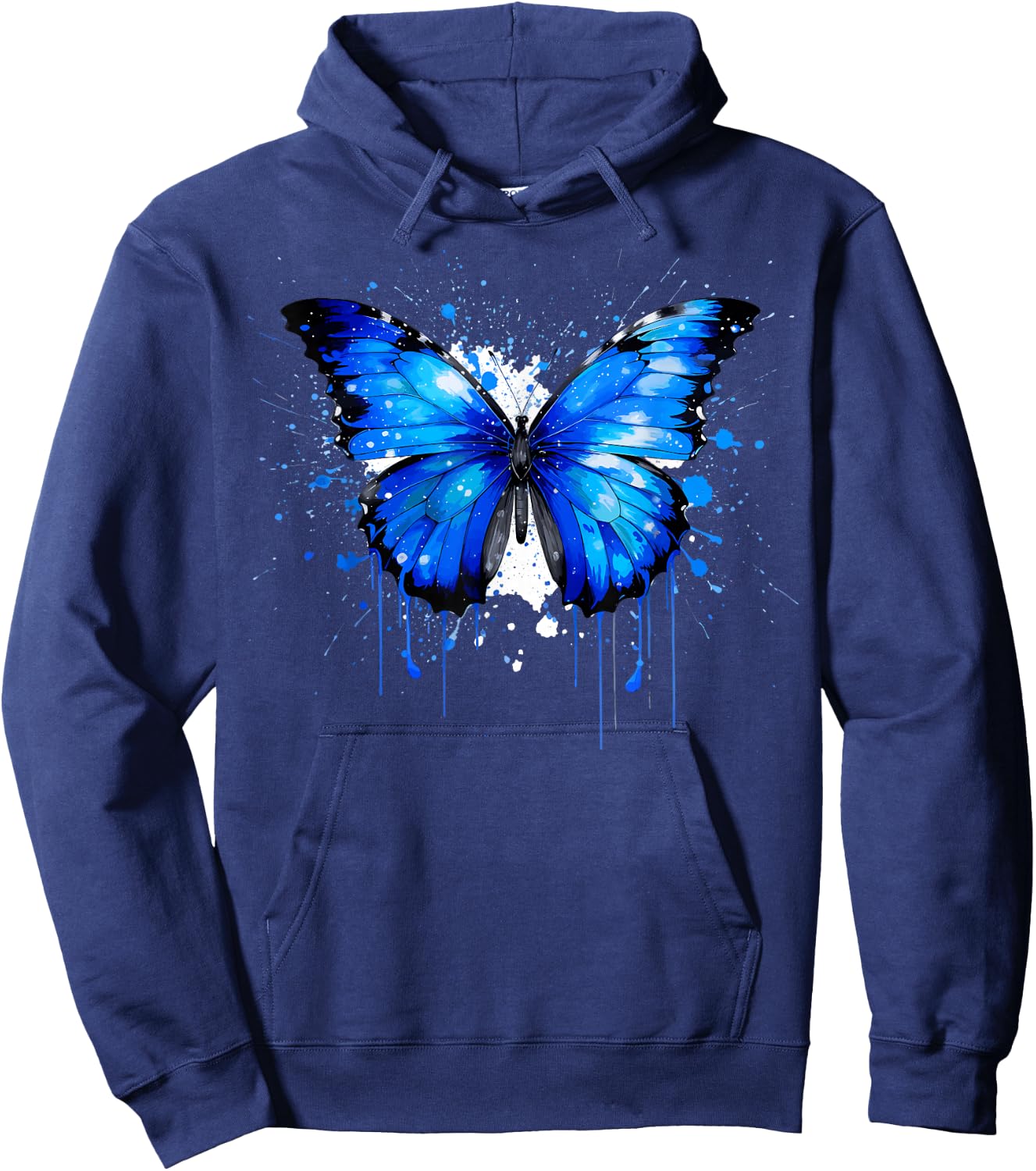 Blue Morpho Butterfly Paint Splatter, Lepidopterology Morpho Hoodie - Hoodie | Navy