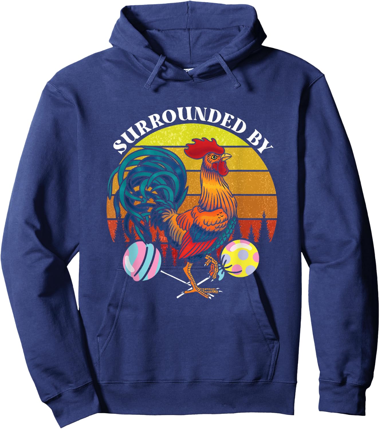 Funny Surrounded By | Rooster Lollipops | Adult Humor Hoodie - Hoodie | Navy
