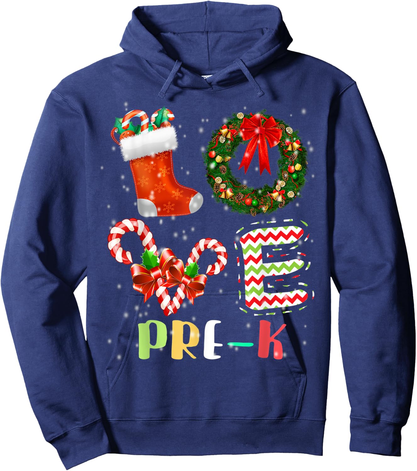 Love Pre-K Christmas Teacher Hoodie - Hoodie | Navy