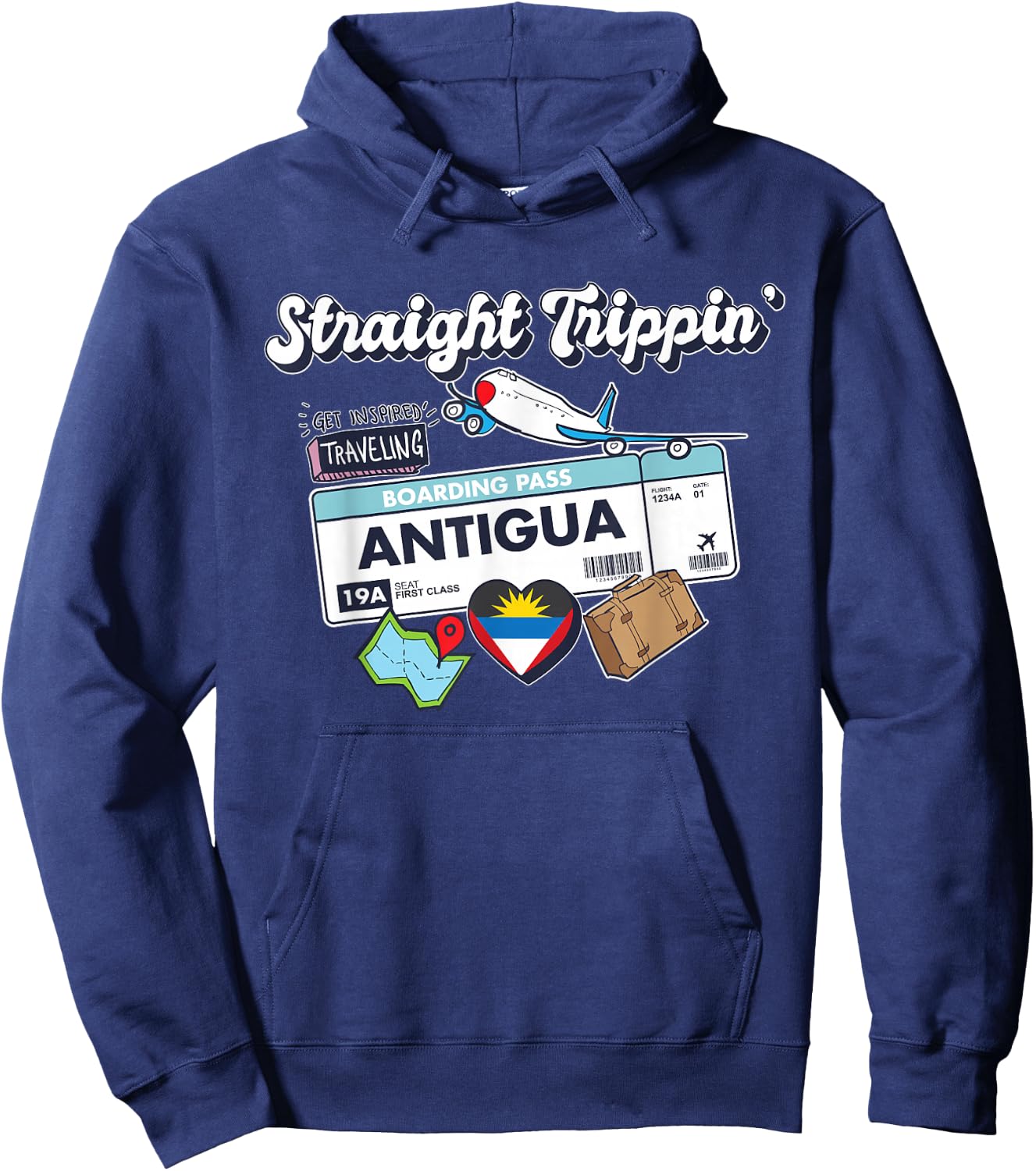 Straight Trippin' Antigua Vacation Tour Travel Trip Matching Hoodie - Hoodie | Navy