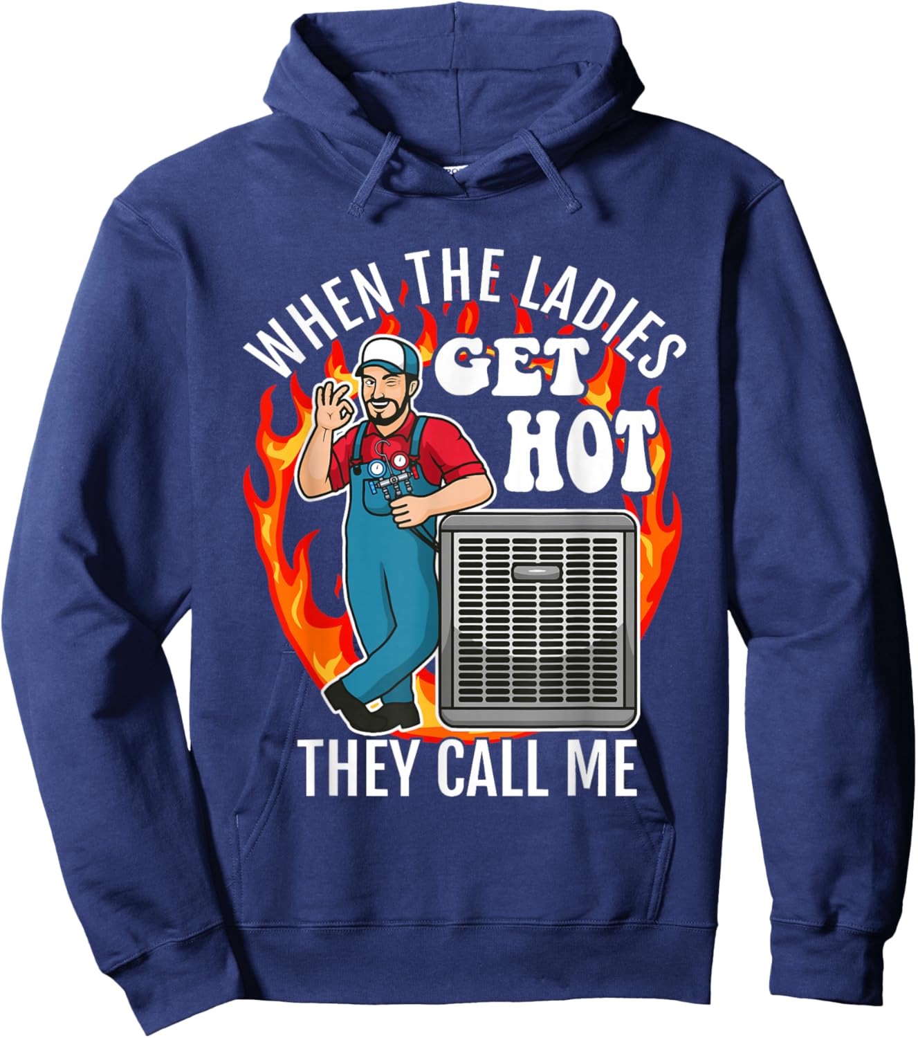 Funny HVAC Technician Air Conditioning Engineer Tech Hoodie - Hoodie | Navy