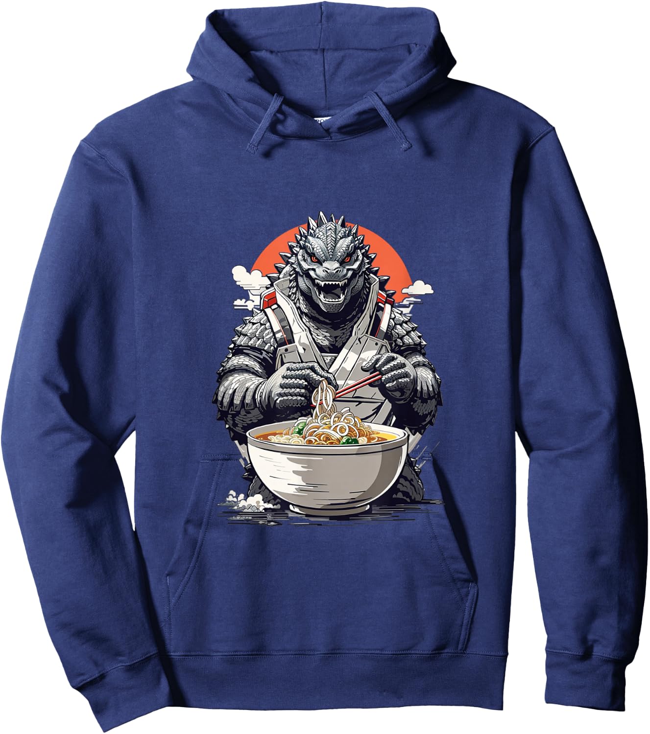 Japanese Monster Kaiju Eating Ramen Hoodie - Hoodie | Navy