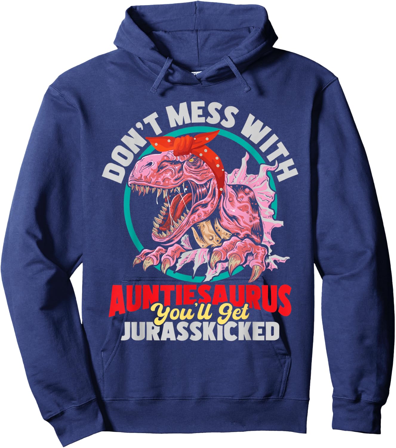 Don't Mess With Auntiesaurus - Aunty Auntie Gender Reveal Hoodie - Hoodie | Navy