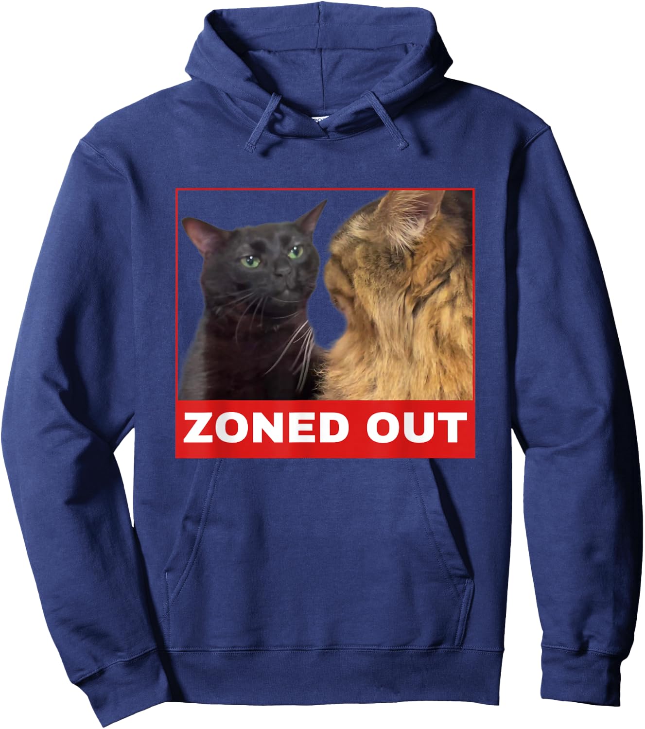 Black Cat Zoning Out , funny cat zoning meme Women Girls Kids Hoodie - Hoodie | Navy