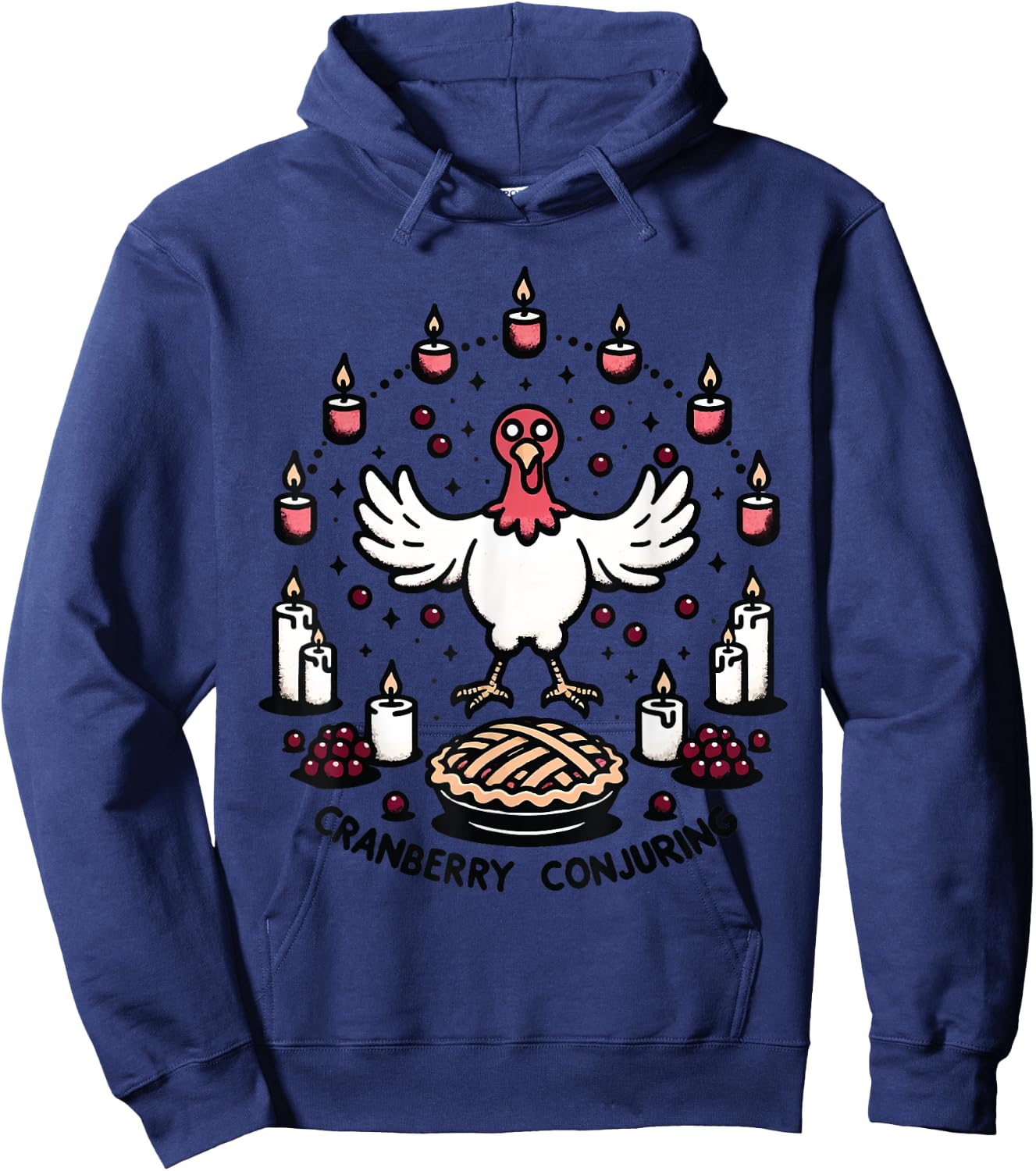 Cranberry Conjuring - Enchanted Thanksgiving Turkey Magic Hoodie - Hoodie | Navy