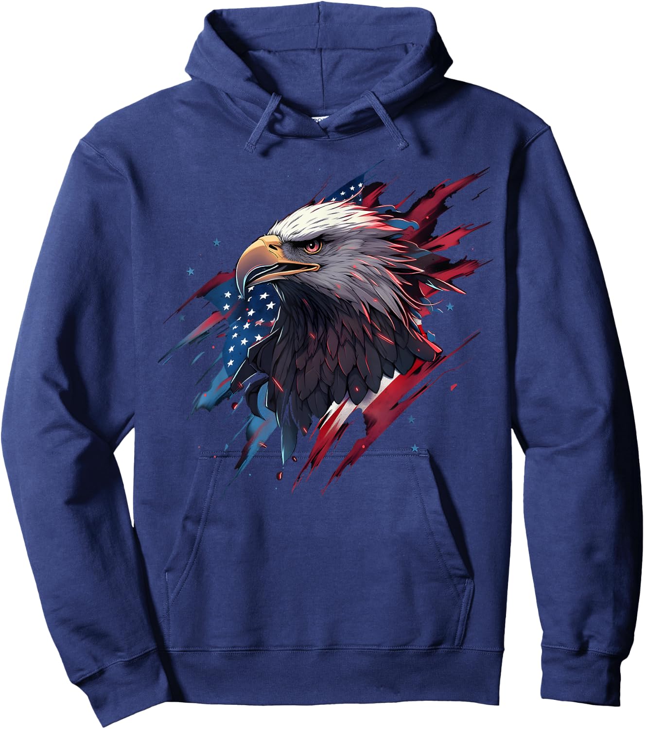 Eagle Bird 4th of July American Flag Veterans Memorial Hoodie - Hoodie | Navy