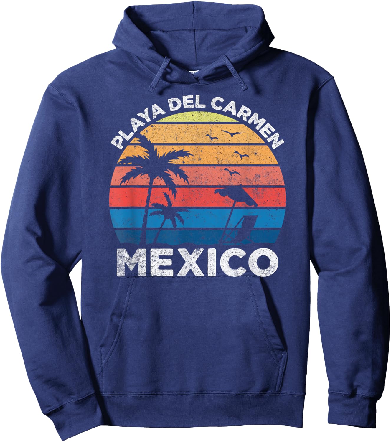 Playa Del Carmen Mexico Retro Vintage Vacation Novelty Hoodie - Hoodie | Navy