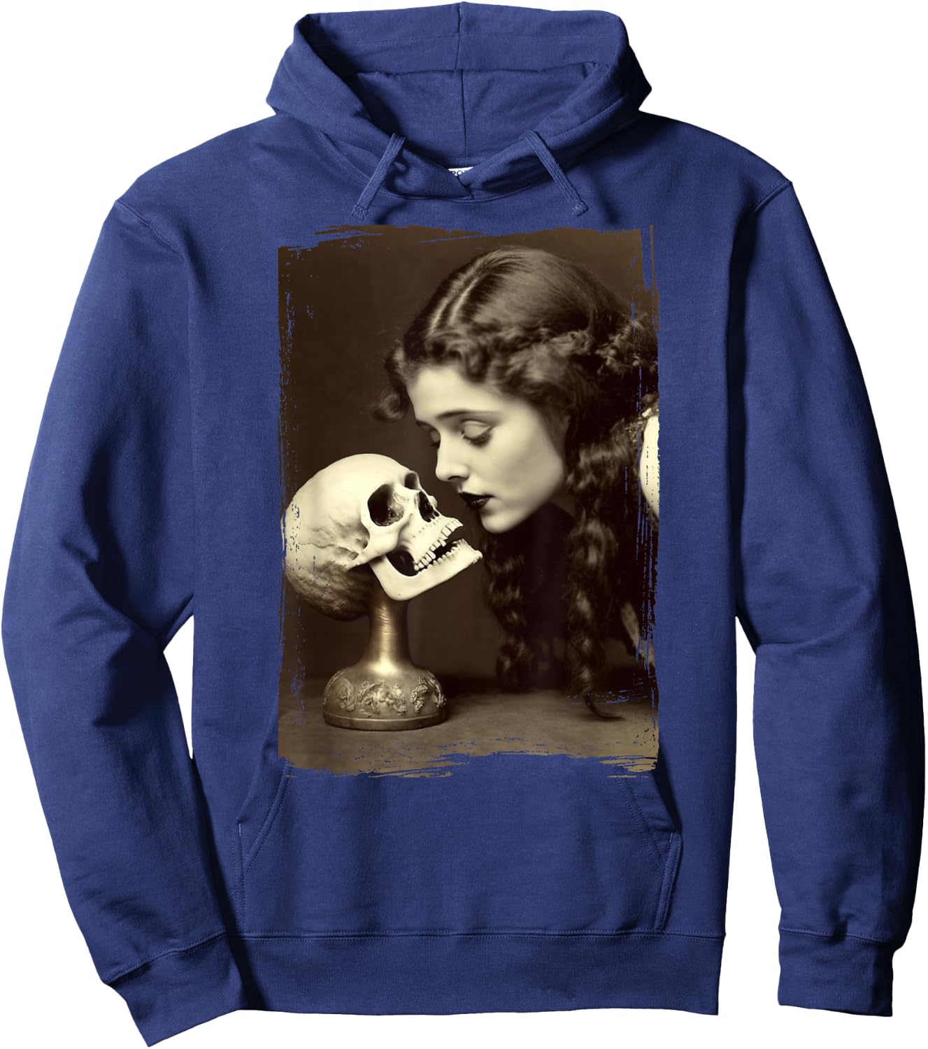Vintage Witch Sorceress Skeleton Skull Kiss 1910 Photography Hoodie - Hoodie | Navy
