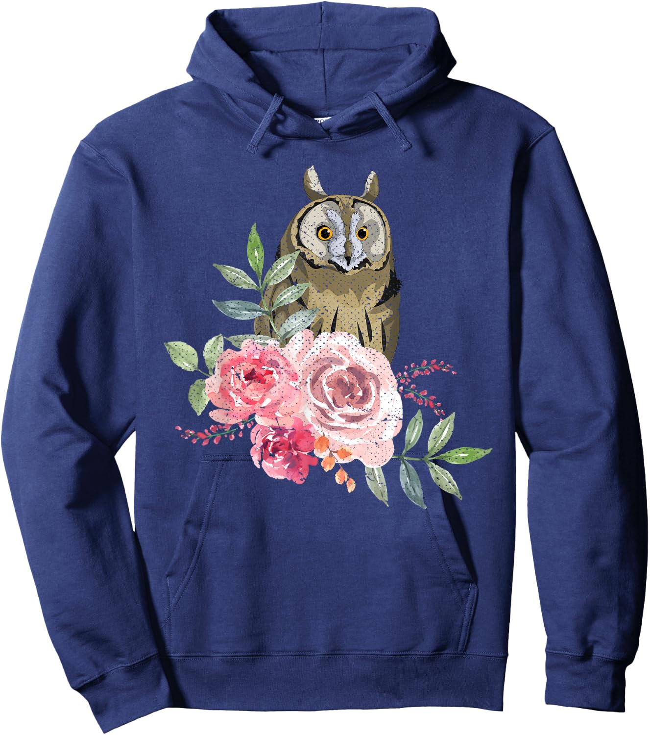 Owl Lover Flower Roses Wise Bird Animal Vintage Owl Hoodie - Hoodie | Navy