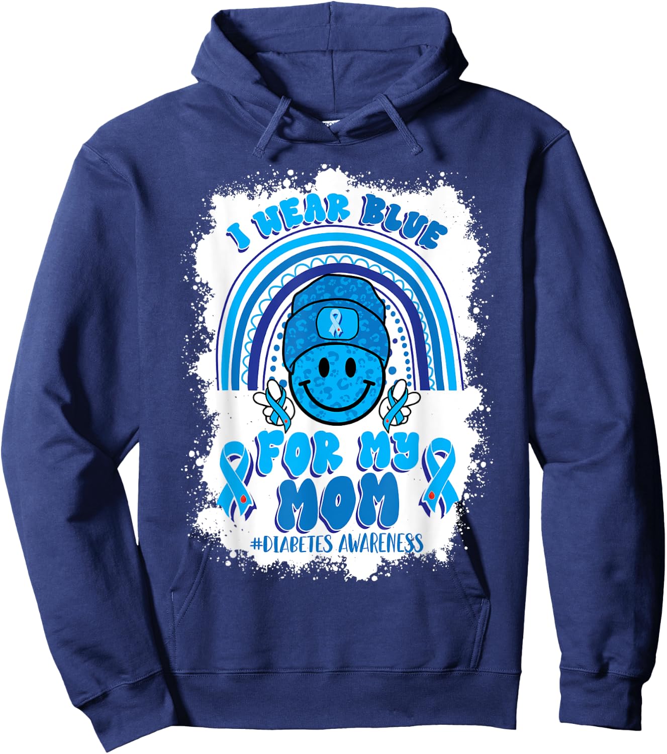 I Wear Blue For My Mom Support Diabetes Awareness Hoodie - Hoodie | Navy
