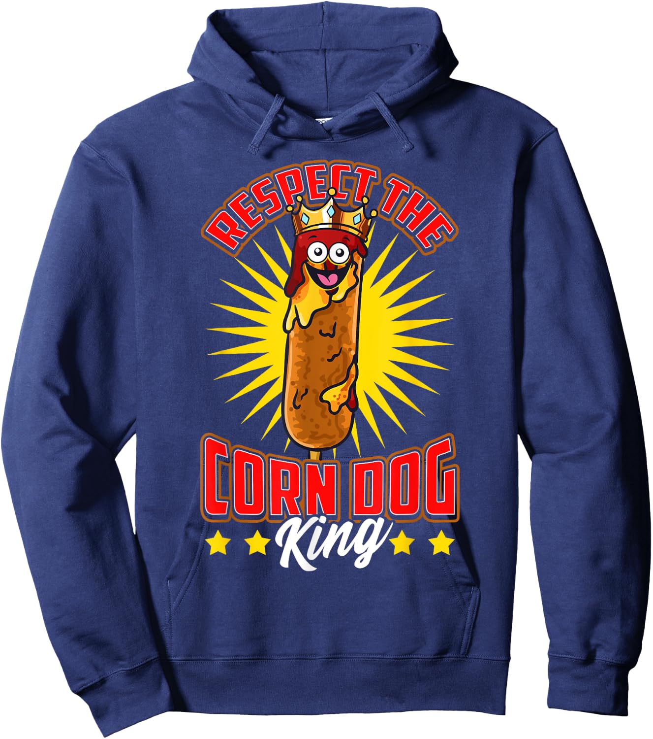 Funny Respect the Corn Dog King Food Hot Dog Corndog Lover Men Women Girls Kids Hoodie - Hoodie | Navy