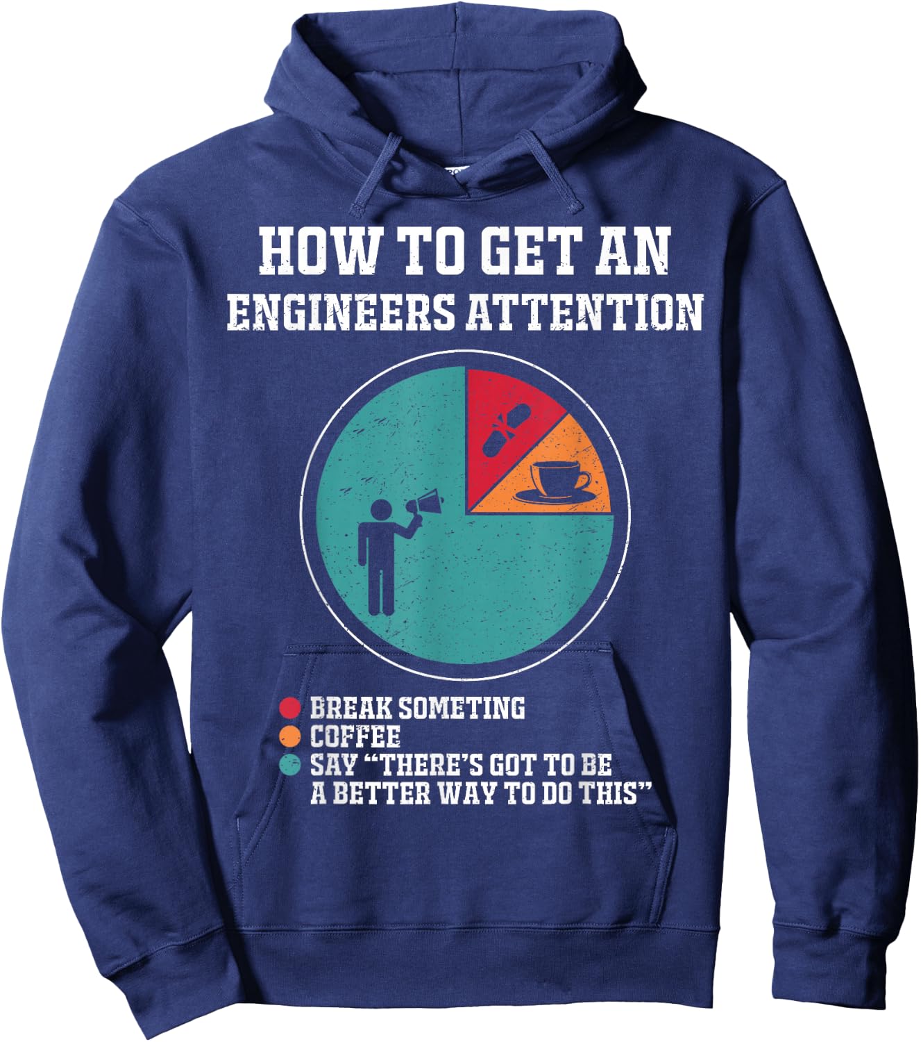 How to Get Engineers Attention Funny Engineering Saying Hoodie - Hoodie | Navy