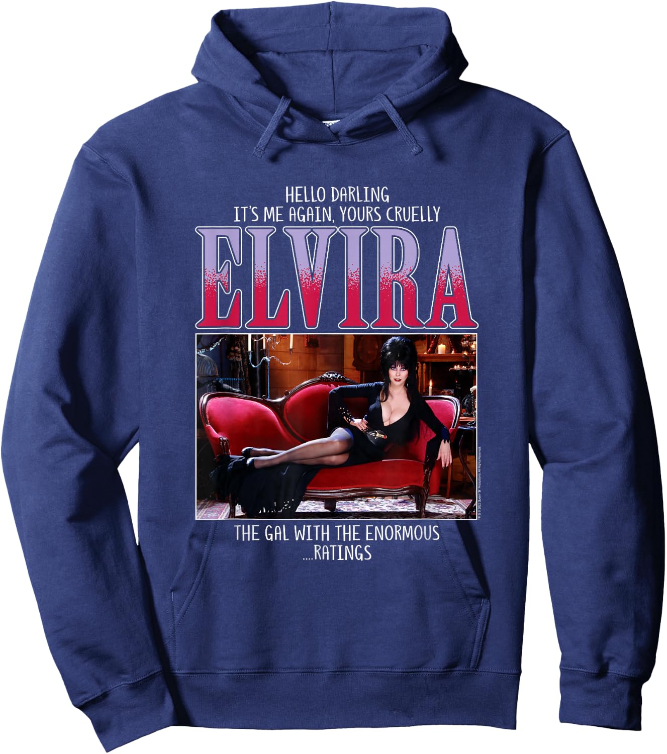 Elvira, Mistress of The Dark Enormous Ratings Horror TV Host Hoodie - Hoodie | Navy