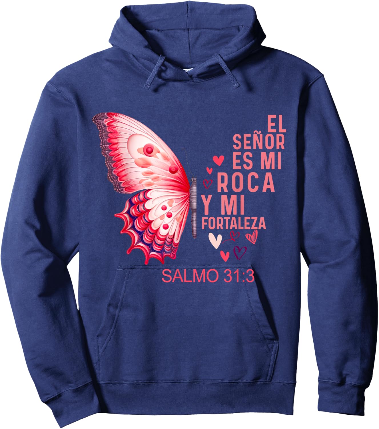 Camiseta cristiana Para Mujer Y Mujer en espanol Salmo 31 Hoodie - Hoodie | Navy