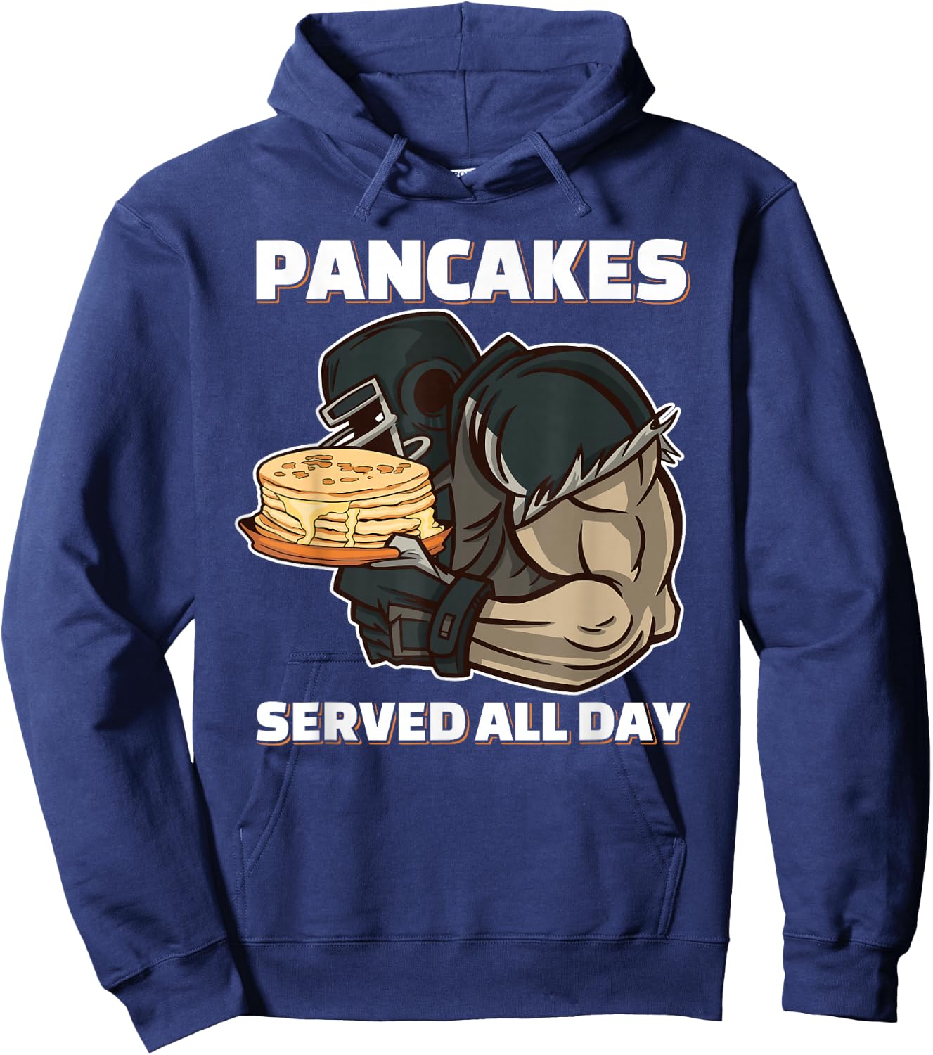 Pancakes Served All Day Football Offensive Lineman Pancake Hoodie - Hoodie | Navy