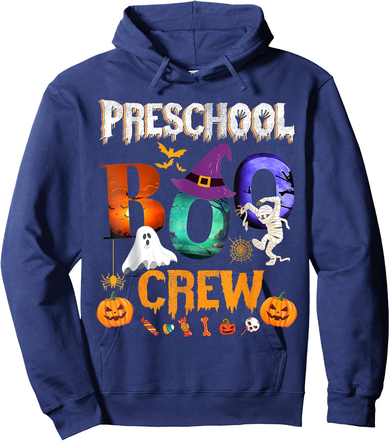 Preschool Boo Crew Teacher Student Funny Halloween Costume Men Women Kids Hoodie - Hoodie | Navy