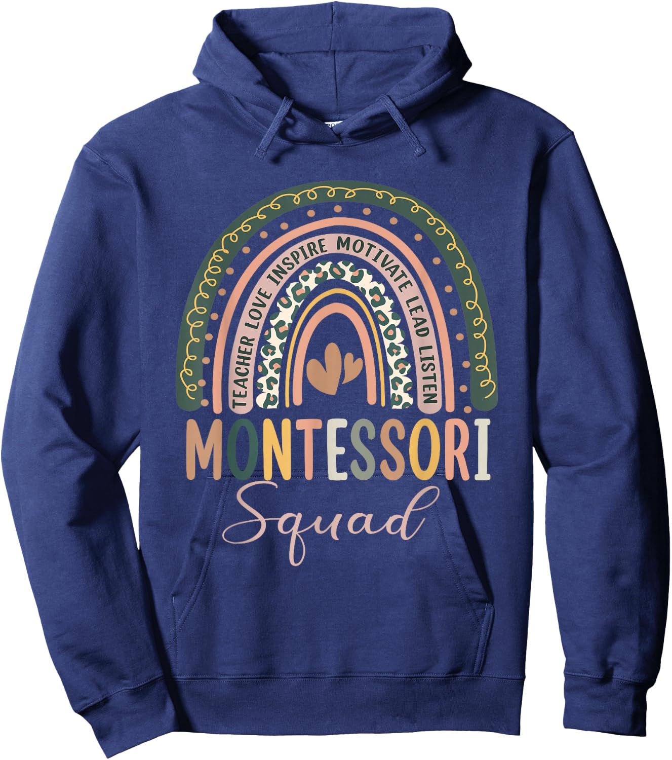 Montessori Squad Rainbow Montessori Teacher Back To School Hoodie - Hoodie | Navy