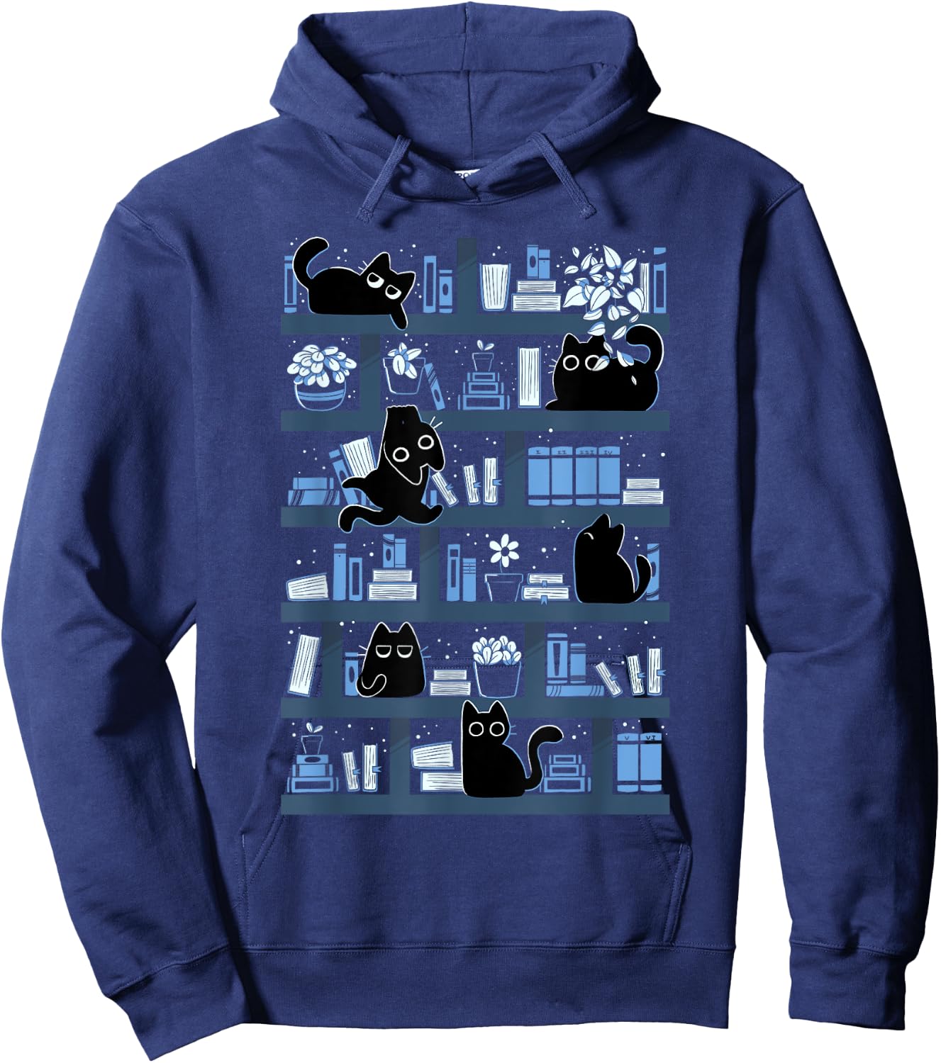 Purrfect Library Cats On A Bookshelf Cute Book Reader Hoodie - Hoodie | Navy