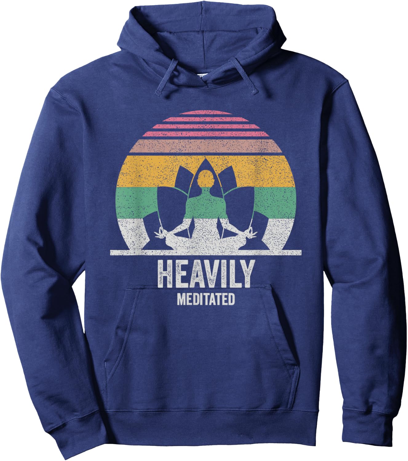 Vintage Retro Heavily Meditated Funny Meditation & Yoga Gift Hoodie - Hoodie | Navy