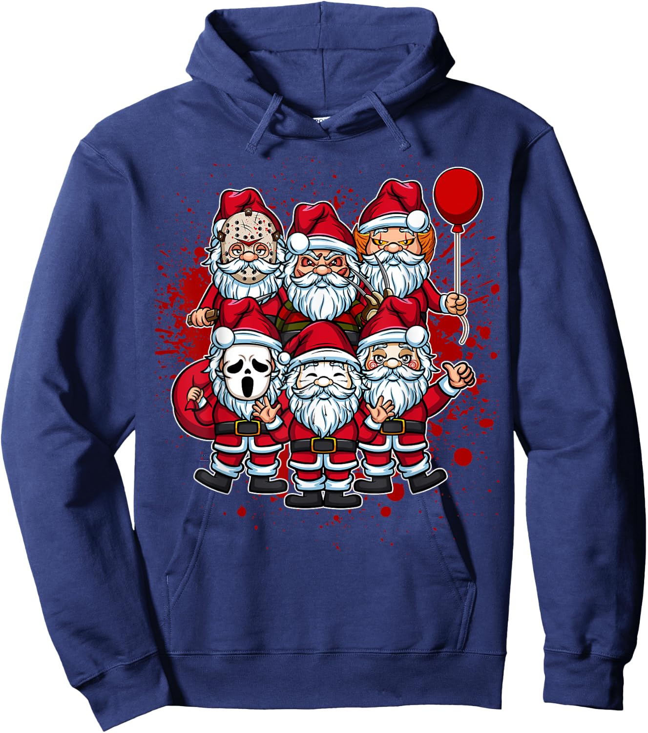 My Little Horror Crew - Christmas Horror Movie Santa Claus Hoodie - Hoodie | Navy