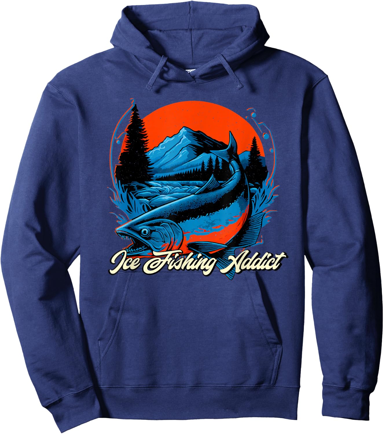 Ice Fishing Funny Fisherman Fisher Hoodie - Hoodie | Navy