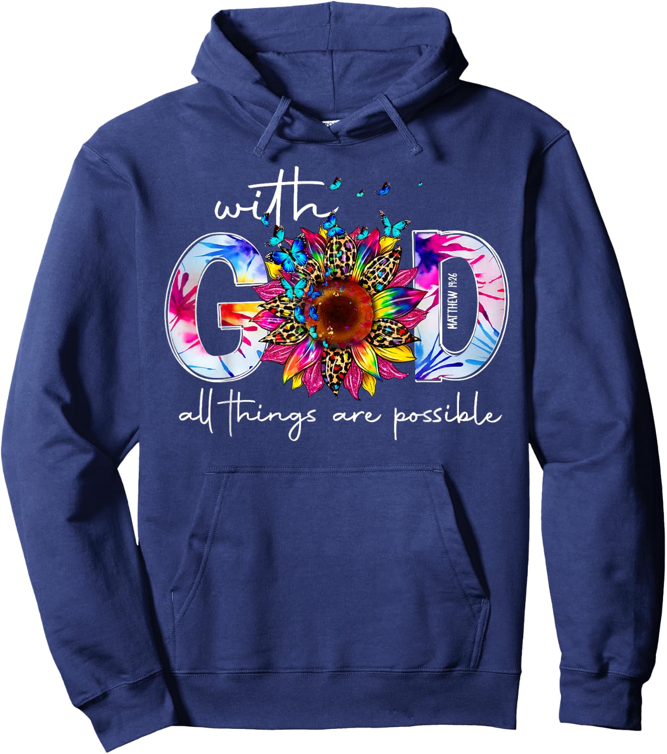 With God All Things Are Possible Bible Verse Religious Women Hoodie - Hoodie | Navy