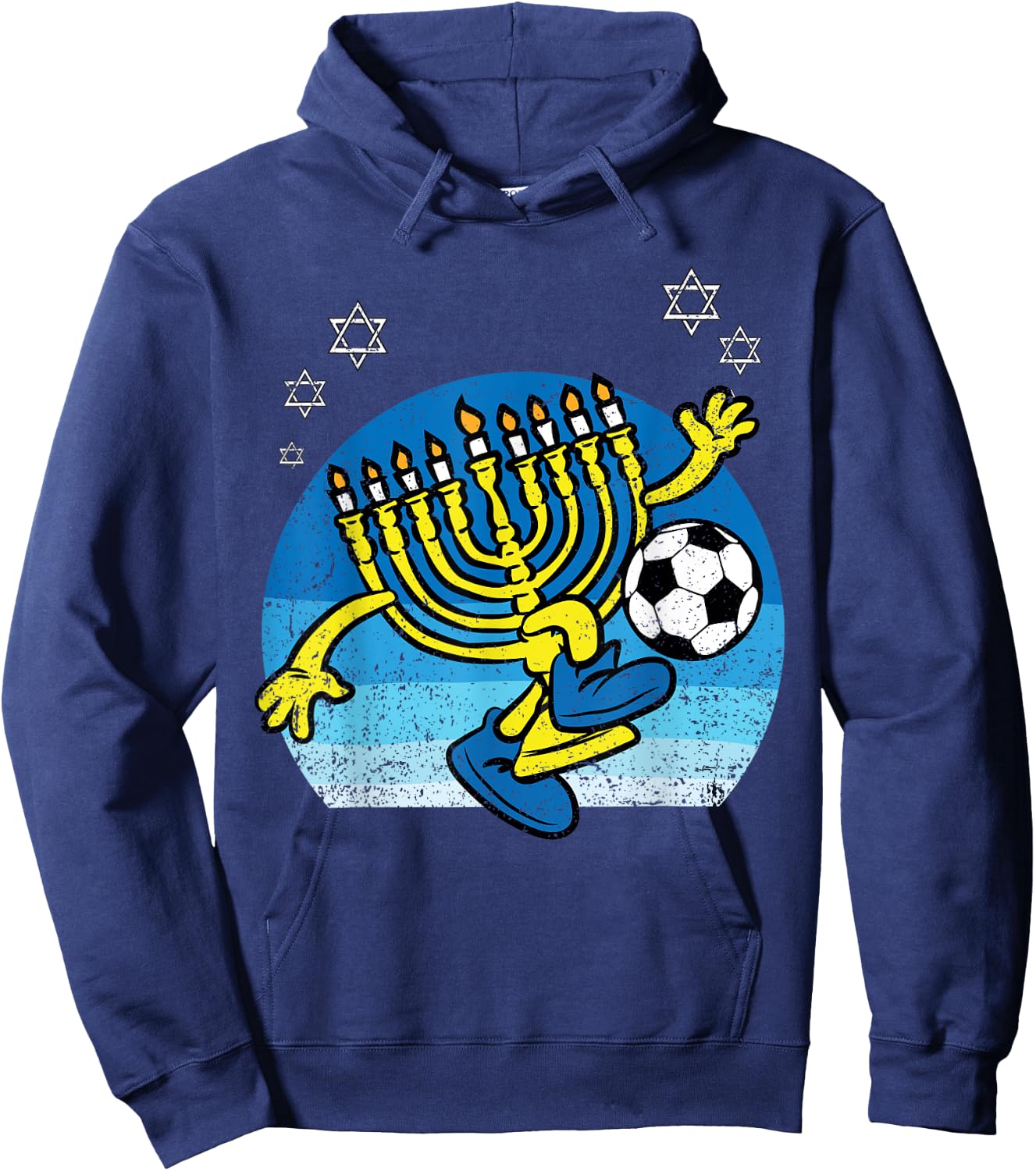 Menorah Soccer Player Hanukkah Chanukah Jewish Holiday Hoodie - Hoodie | Navy