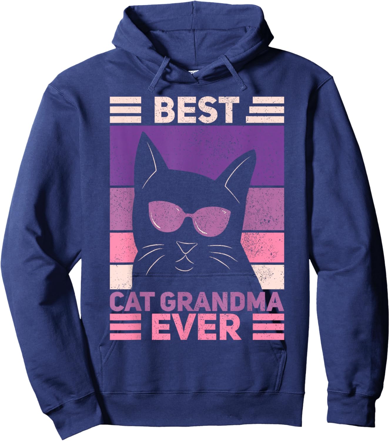 Best Cat Grandma Ever Women Cat Lover Funny Black Cat Themed Hoodie - Hoodie | Navy