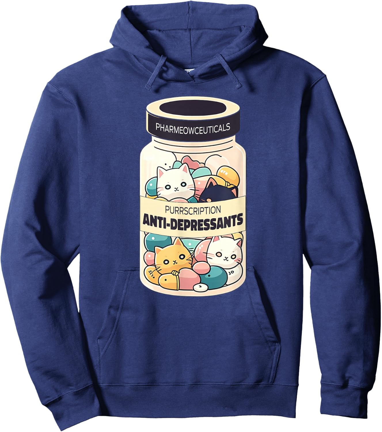 Cat Antidepressant Funny Trendy Cat Lover Owner Women Hoodie - Hoodie | Navy