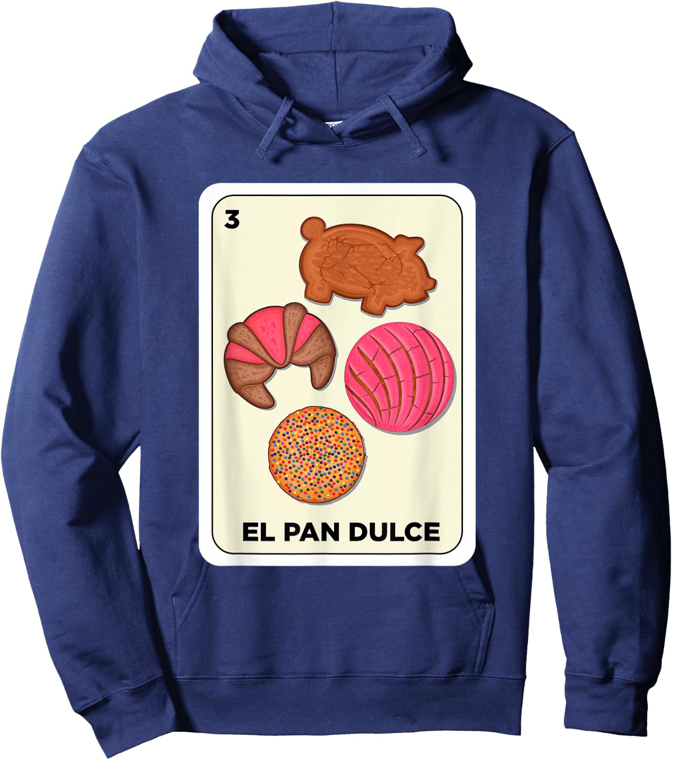 Pan Dulce Conchas Mexican Spanish Bingo Card El Pan Dulce Hoodie - Hoodie | Navy
