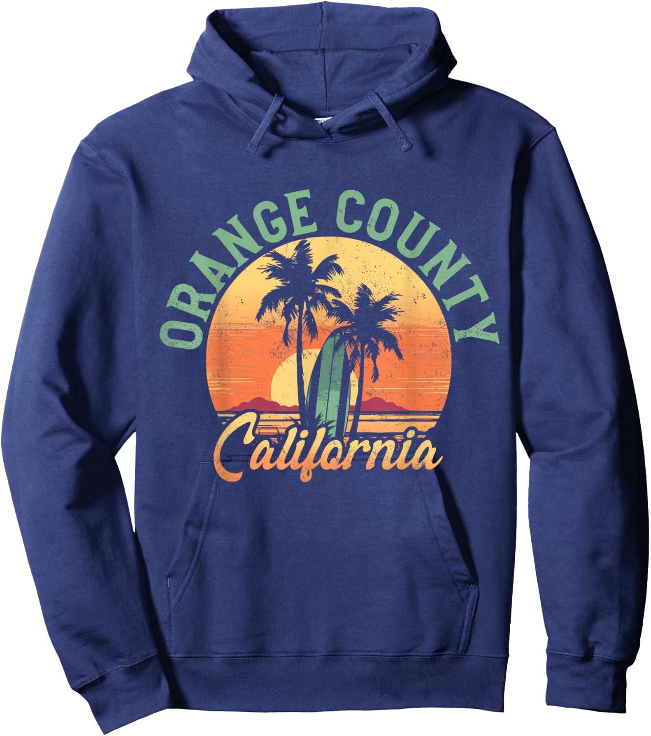 Orange County California Retro Surfer Vintage Beach Hoodie - Hoodie | Navy