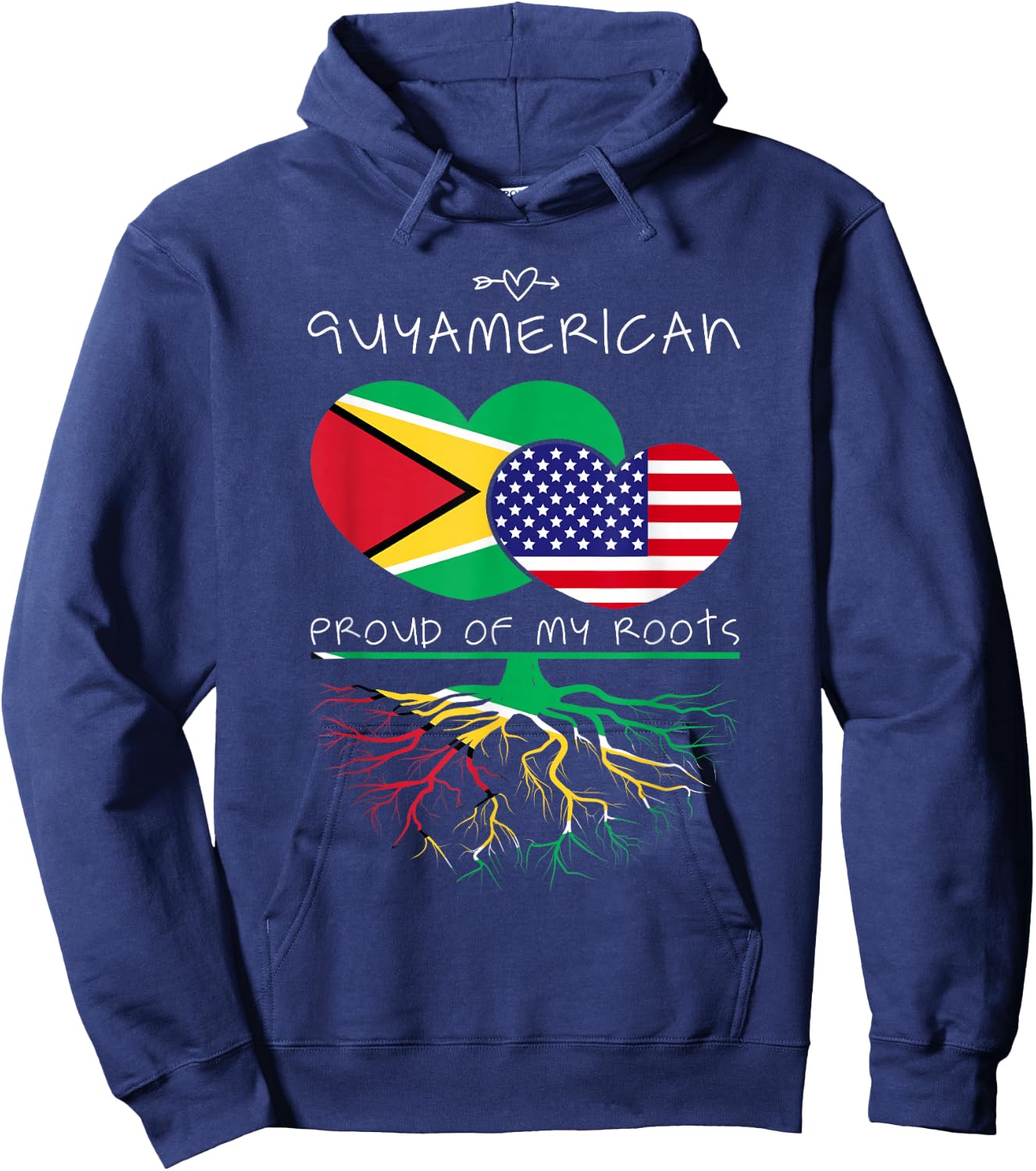 Guyana USA Proud of Both Countries Guyamerican Hoodie - Hoodie | Navy