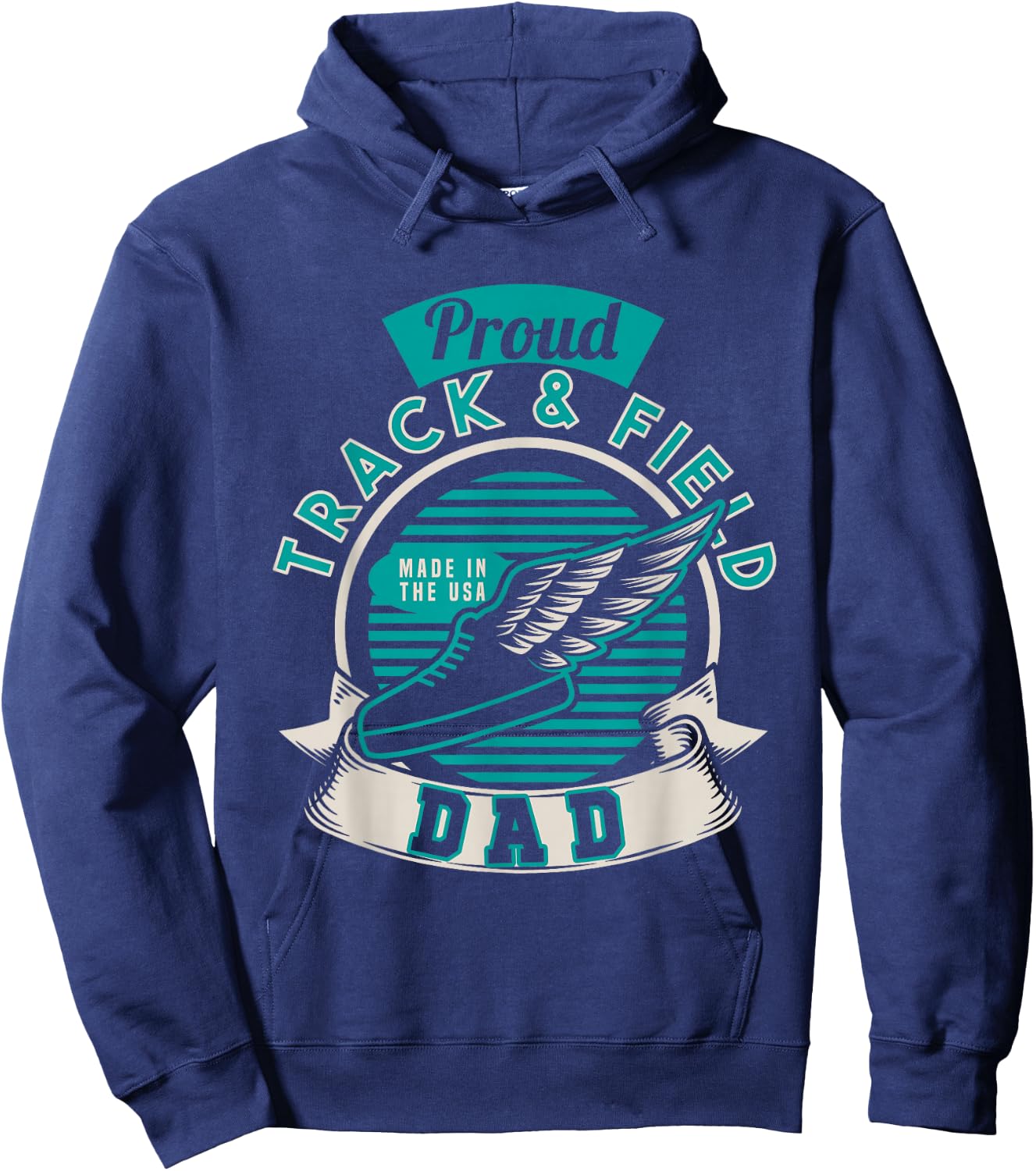 Proud Track & Field Dad USA | Athletics Sports | Running Hoodie - Hoodie | Navy