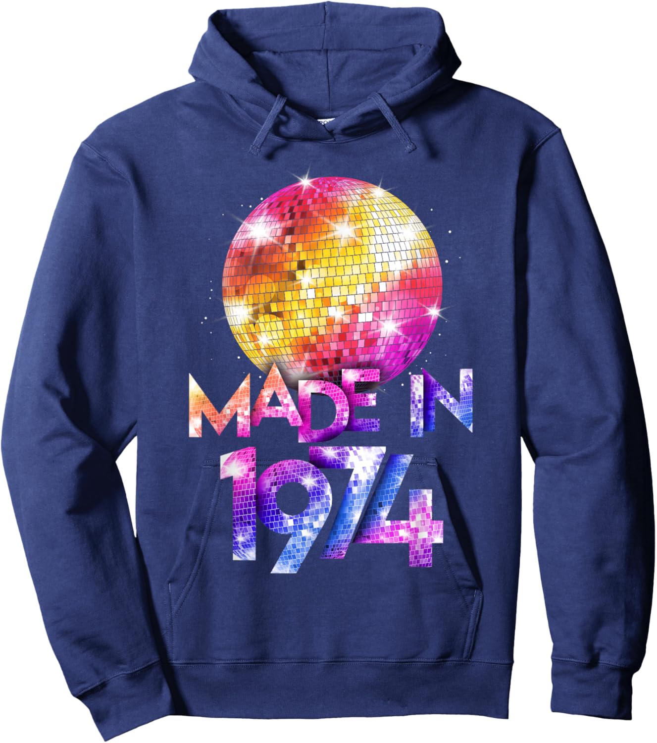 Women 80s Birthday Retro Disco Vibes 1974 Hoodie - Hoodie | Navy