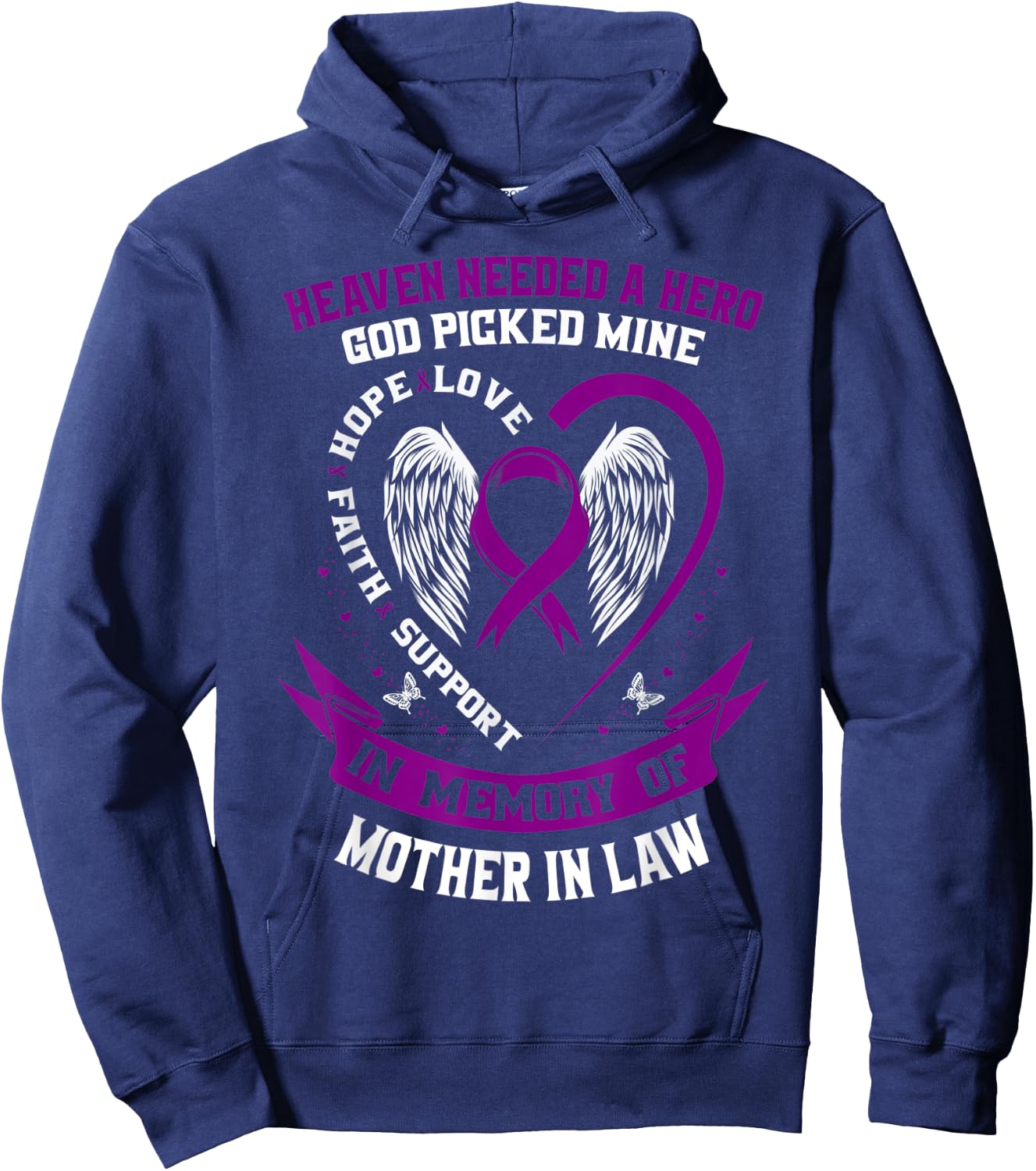 Purple In Memory of my Mother In Law Pancreatic Cancer Gifts Hoodie - Hoodie | Navy