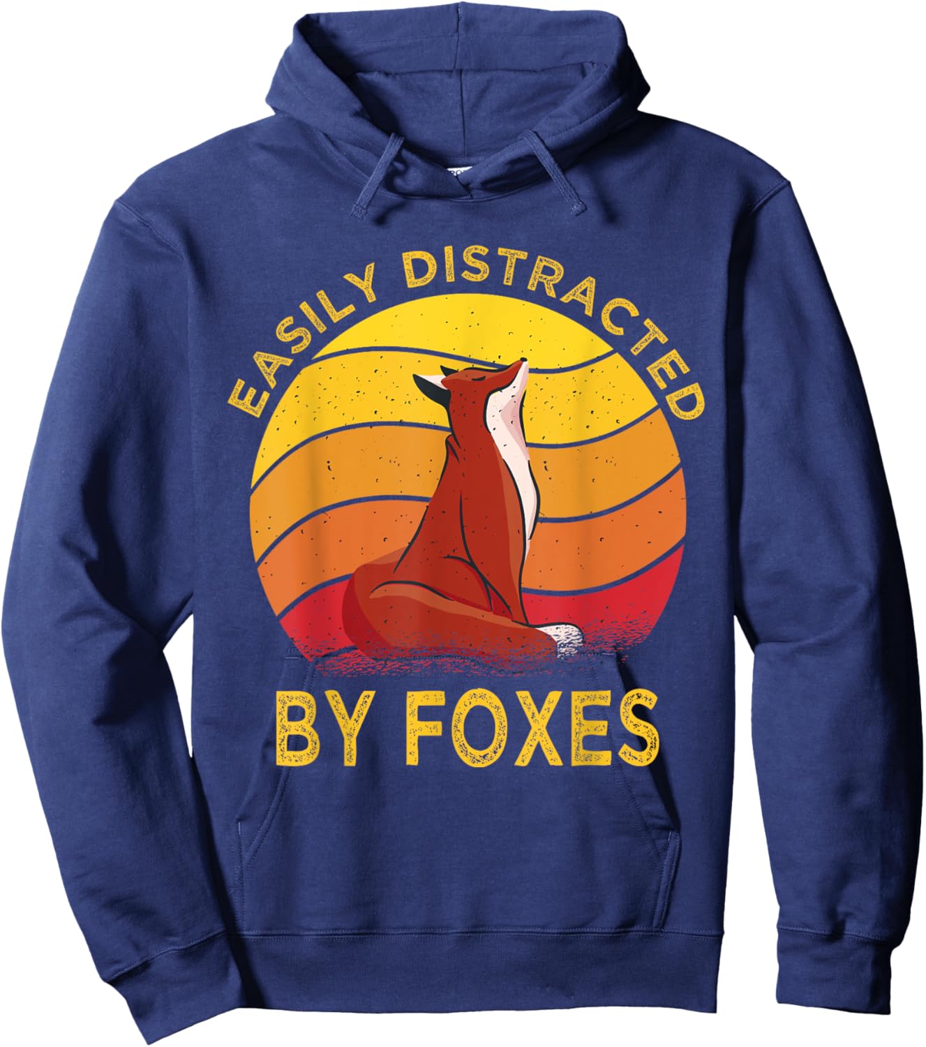 Easily Distracted By Foxes Vintage Funny Fox Hoodie - Hoodie | Navy