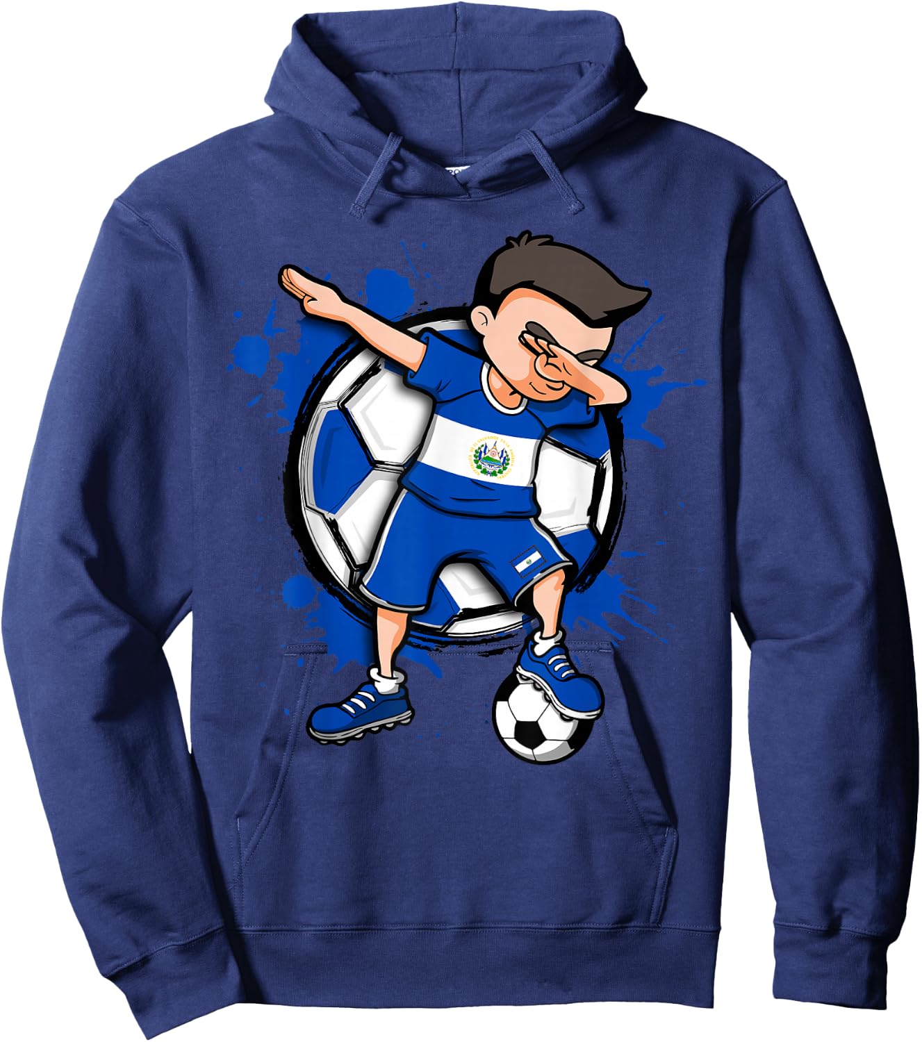 Dabbing Soccer Boy El Salvador Football Lovers Jersey Flag Hoodie - Hoodie | Navy