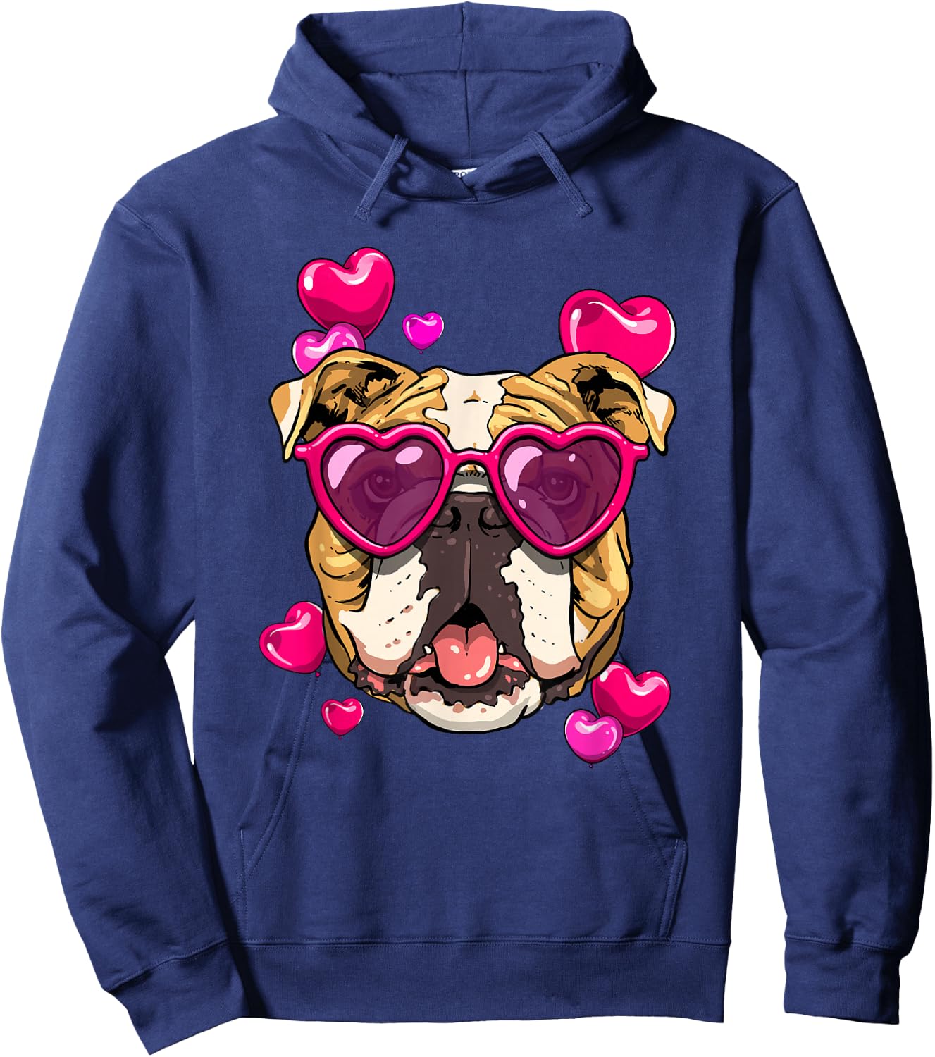 Valentines Day American Bulldog Heart Couples Dog Lover Hoodie - Hoodie | Navy