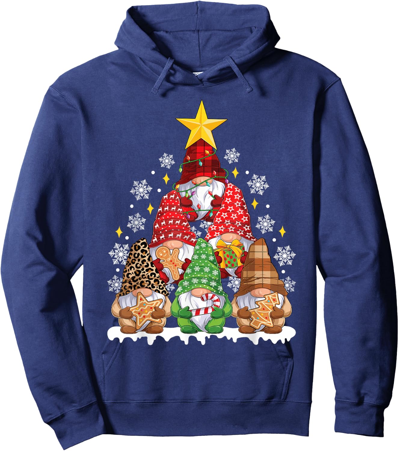 Funny Xmas Gnome Christmas Tree Men Women Kids Hoodie - Hoodie | Navy