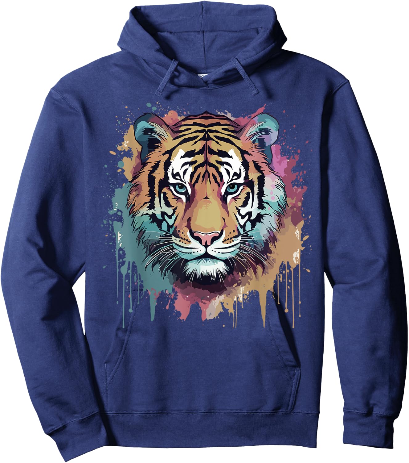 Tiger Art Portrait Big Cat Lover Retro Vintage Girls Graphic Hoodie - Hoodie | Navy